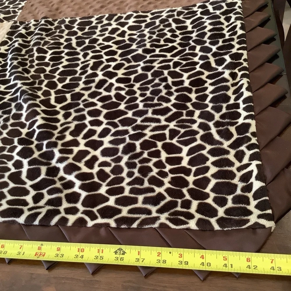 Minky Fleece Blanket Cute Cheetah Animal Print with Brown Trim Baby Toddler